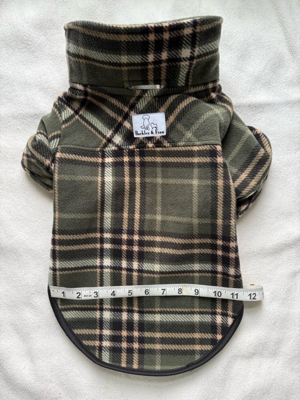 Barkley & Finn Olive Plaid Fleece Dog Coat